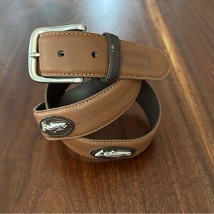 Berkley Tan Belt Silver Fish Accents Size 38